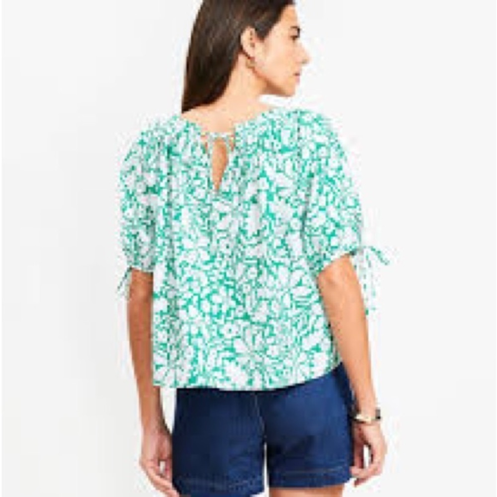 Loft Floral Tie Cuff Blouse Size Medium NWOT - Picture 7 of 7